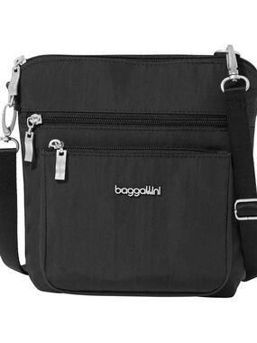 Baggallini Modern Pocket Crossbody Bag Black NWT RFID Securtec Anti Theft NEW